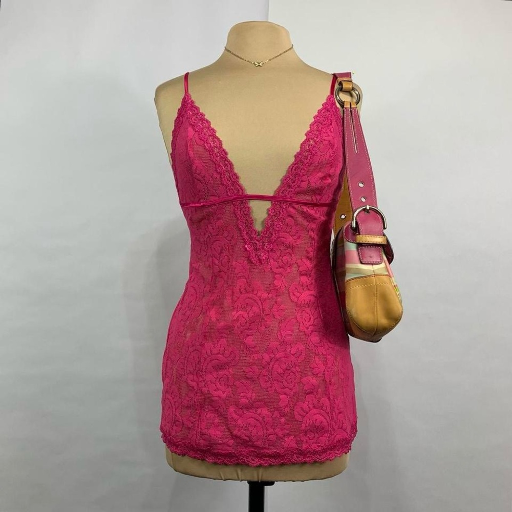 Y2K Victoria’s Secret Hot Pink Lace Slip Cami